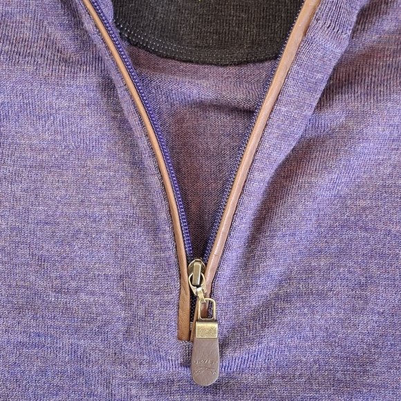 Orvis Sweater Mens 2XL XXL Purple Merino Wool Lightweight Quarter Zip Pullover - Picture 3 of 9